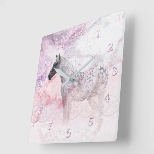 馬の吹雪 スクエア壁時計 (傾斜)