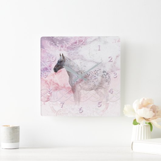 馬の吹雪 スクエア壁時計 (ホーム)