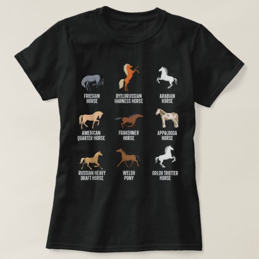 馬の品種 馬術 騎手 競馬 Tシャツ (デザイン正面)