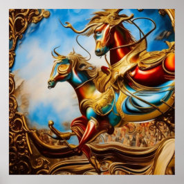 馬の回転木馬カラフル抽象芸術超 ポスター