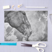 馬の国の黒素朴と白のデコパージュ 薄葉紙 (クラフト)