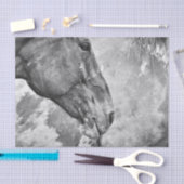 馬の国の黒素朴と白のデコパージュ 薄葉紙 (クラフト)