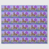 馬の塀の紫色は誕生日プレゼントの覆いを風船のようにふくらませます ラッピングペーパー (フラット)