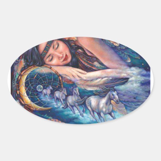 馬の夢 楕円形シール (正面)