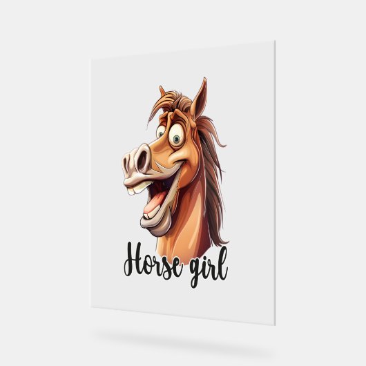 馬の女おもしろいの子 アクリルサイン (傾斜)