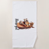 馬の女おもしろいの子 ビーチタオル (正面)