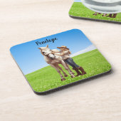 馬の女の子の乗馬の牧草地パーソナライズ コースター (左側)