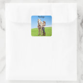 馬の女の子の乗馬の牧草地パーソナライズ スクエアシール (バッグ)