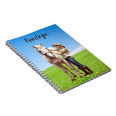 馬の女の子の乗馬の牧草地パーソナライズ ノートブック (右側)