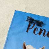 馬の女の子の乗馬の牧草地パーソナライズ ビーチタオル (インサイチュ)