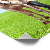 馬の女の子の乗馬の牧草地パーソナライズ ポスター (角)