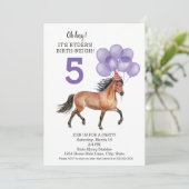 馬の女の子の誕生日//納屋の誕生日パーティー紫 招待状 (スタンド正面)