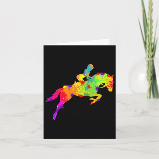 馬の女の子ライダー乗馬の女性 カード (正面)