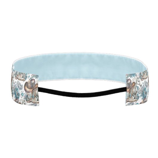 馬の女の子女性のカーボーイパターンターコイズフローラ アスレチックヘッドバンド (裏面)