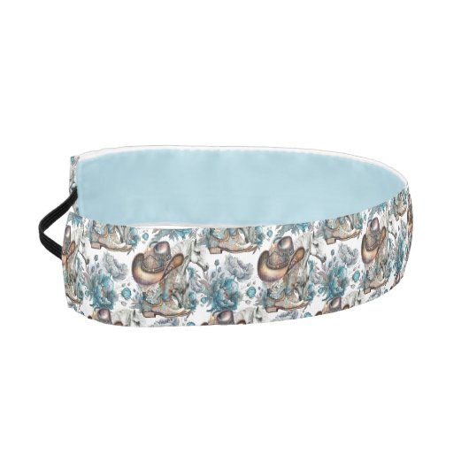 馬の女の子女性のカーボーイパターンターコイズフローラ アスレチックヘッドバンド (左)