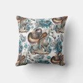 馬の女の子女性のカーボーイパターンターコイズフローラ クッション (裏面)