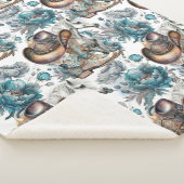 馬の女の子女性のカーボーイパターンターコイズフローラ シェルパブランケット (3/4)