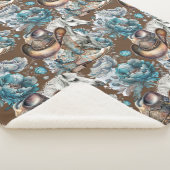 馬の女の子女性のカーボーイパターンターコイズフローラ シェルパブランケット (3/4)