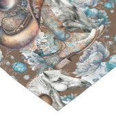 馬の女の子女性のカーボーイパターンターコイズフローラ ショートテーブルランナー (コーナー)