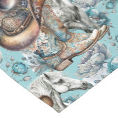 馬の女の子女性のカーボーイパターンターコイズフローラ ショートテーブルランナー (コーナー)