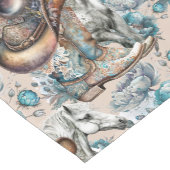 馬の女の子女性のカーボーイパターンターコイズフローラ ショートテーブルランナー (コーナー)