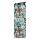 馬の女の子女性のカーボーイパターンターコイズフローラ タンブラー (回転左)