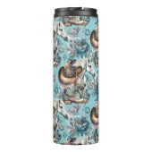 馬の女の子女性のカーボーイパターンターコイズフローラ タンブラー (裏面)