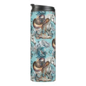 馬の女の子女性のカーボーイパターンターコイズフローラ タンブラー (回転右)