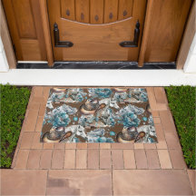 馬の女の子女性のカーボーイパターンターコイズフローラ