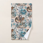 馬の女の子女性のカーボーイパターンターコイズフローラ バスタオルセット (ハンドタオル)