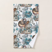 馬の女の子女性のカーボーイパターンターコイズフローラ バスタオルセット (ハンドタオル)