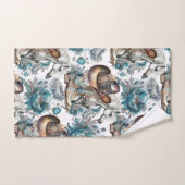 馬の女の子女性のカーボーイパターンターコイズフローラ バスタオルセット (ハンドタオル)