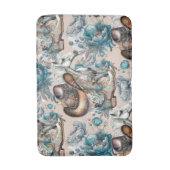 馬の女の子女性のカーボーイパターンターコイズフローラ バスマット (正面縦)