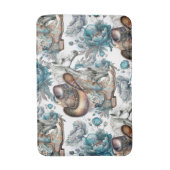 馬の女の子女性のカーボーイパターンターコイズフローラ バスマット (正面縦)