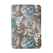 馬の女の子女性のカーボーイパターンターコイズフローラ バスマット (正面縦)