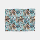 馬の女の子女性のカーボーイパターンターコイズフローラ フリースブランケット (正面(横))