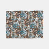 馬の女の子女性のカーボーイパターンターコイズフローラ フリースブランケット (正面(横))