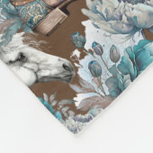 馬の女の子女性のカーボーイパターンターコイズフローラ フリースブランケット (角)