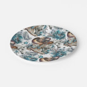 馬の女の子女性のカーボーイパターンターコイズフローラ ペーパープレート (アングル)