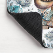 馬の女の子女性のカーボーイパターンターコイズフローラ マウスパッド (コーナー)