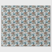 馬の女の子女性のカーボーイパターンターコイズフローラ ラッピングペーパー (フラット)