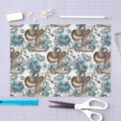 馬の女の子女性のカーボーイパターンターコイズフローラ 薄葉紙 (クラフト)