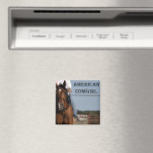 馬の女の子"アメリカの女性のカーボーイ"正方形の磁石。 マグネット (インサイチュ (食洗機))