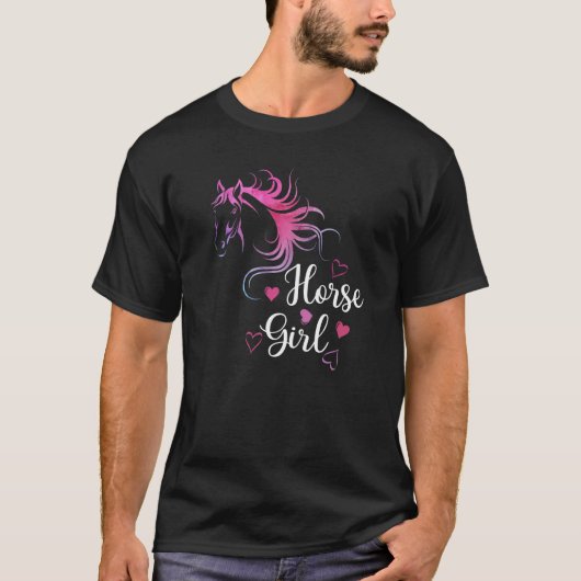 馬の女の子 馬が好き 乗馬 キッズ レディース Tシャツ (正面)