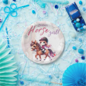 馬の女パーソナライズされたの子のドレスセージのライダー ペーパープレート (パーティー)