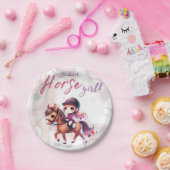 馬の女パーソナライズされたの子のドレスセージのライダー ペーパープレート (パーティー)