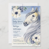 馬の女性のカーボーイベビーシャワー馬術フローラ 招待状 (正面)