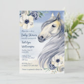 馬の女性のカーボーイベビーシャワー馬術フローラ 招待状 (スタンド正面)