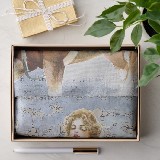 馬の女性の馬の青の混合メディアデコページ 薄葉紙 (ギフト)