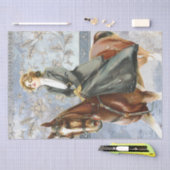 馬の女性の馬の青の混合メディアデコページ 薄葉紙 (クラフト)